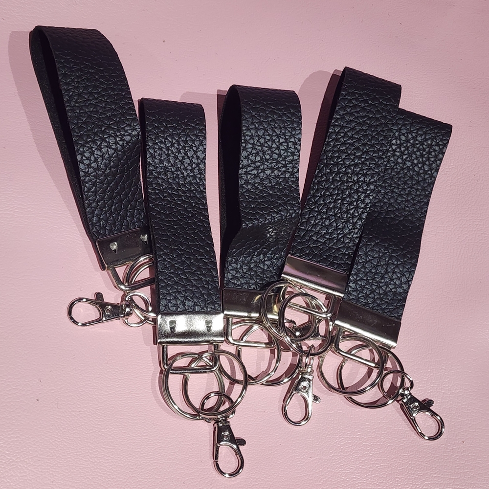 Black Leather Keychain Wristlets